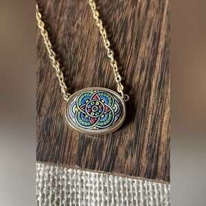 Vintage Sarah Coventry Mosaic Pendant Necklace 18”